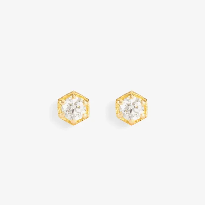 4.5mm White Diamond Hexagon Studs | E9905W