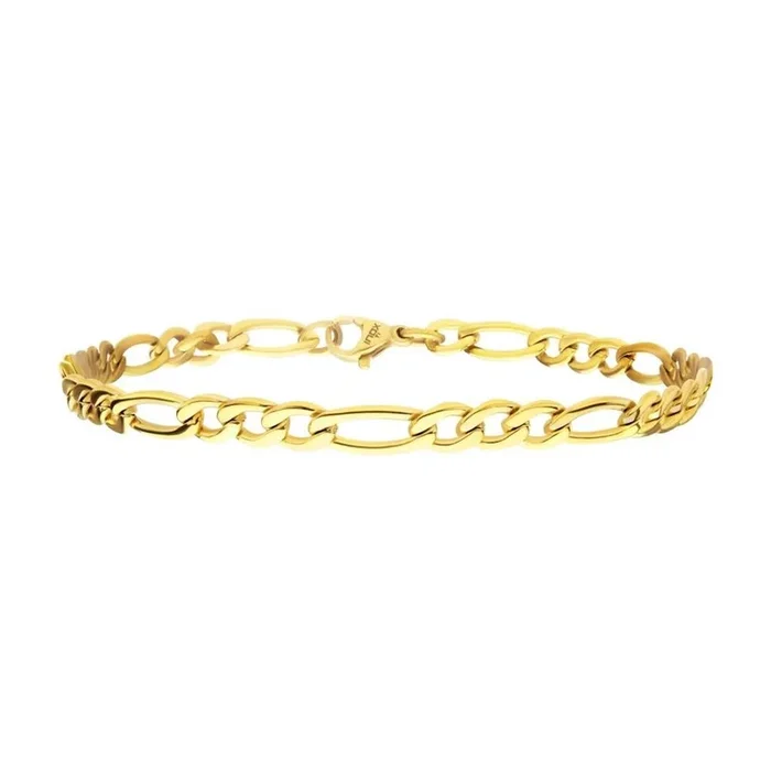4.7mm 18K Gold IP Titanium Figaro Chain Bracelet
