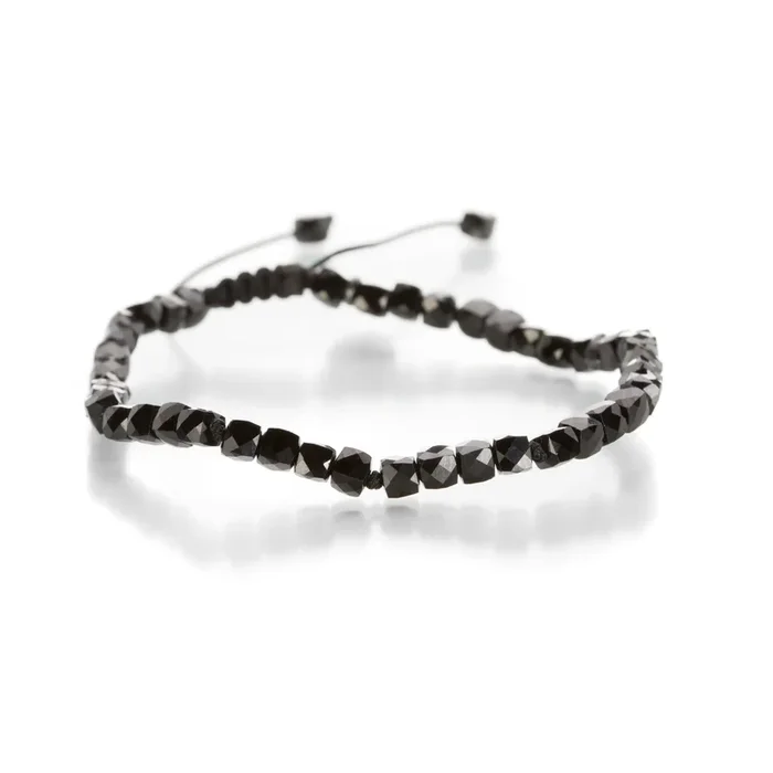 4mm Cube Black Spinel Bead Bracelet