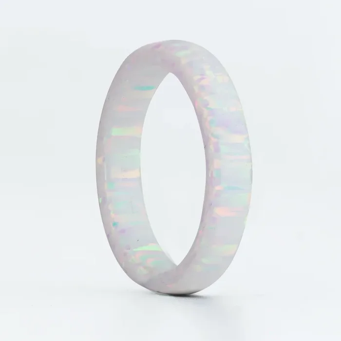 4mm Pearl White Opal Stackable Ring