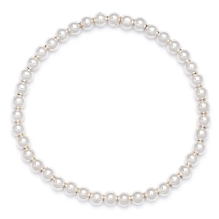 4mm Round Silver Bead Bracelet