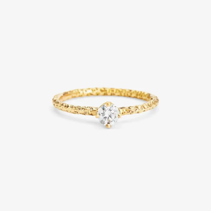 4mm White Diamond Homespun Solitaire Ring | R9004W