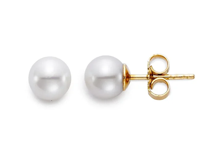 5.5-6mm “AA” Akoya Pearl 18K Yellow Gold Stud Earrings