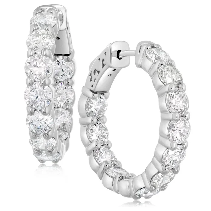 5.50 Carat Inside Outside Diamond Hoop Earrings