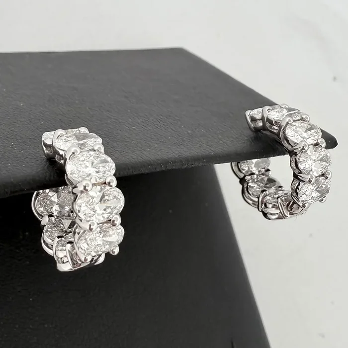5.57ctw Oval Cut Lab-Grown Diamond Inside-Out Huggie Hoop Earrings in 14k Gold