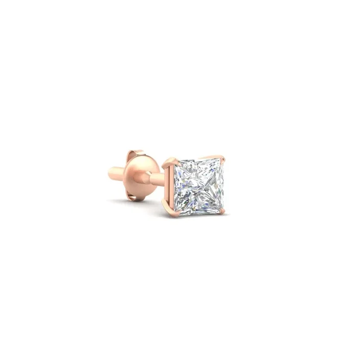 5 Carat Square Cut Mens Earring