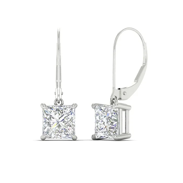 5 Ct Princess cut Leverback Dangle Earrings