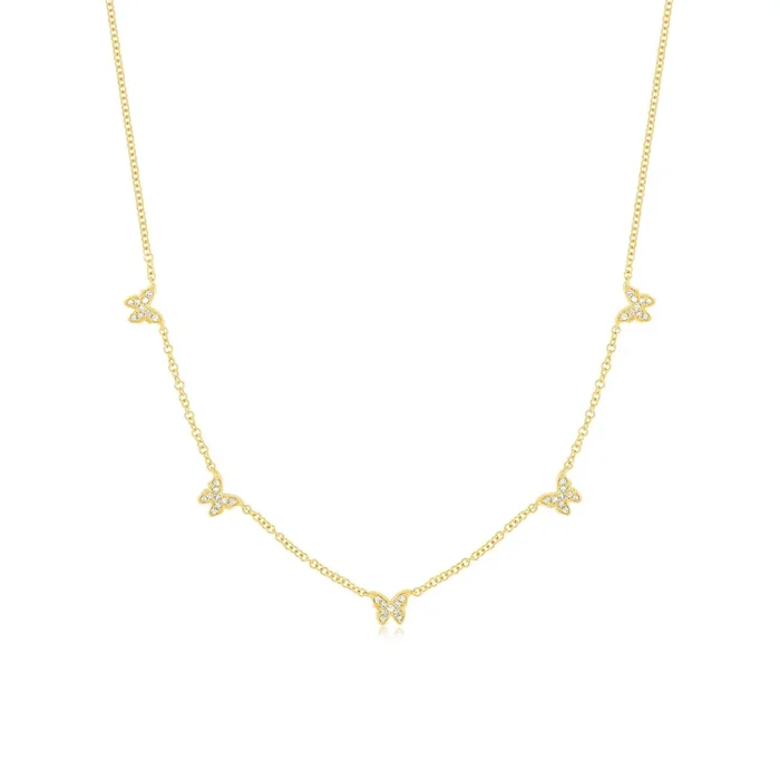 5 Diamond Baby Butterfly Necklace