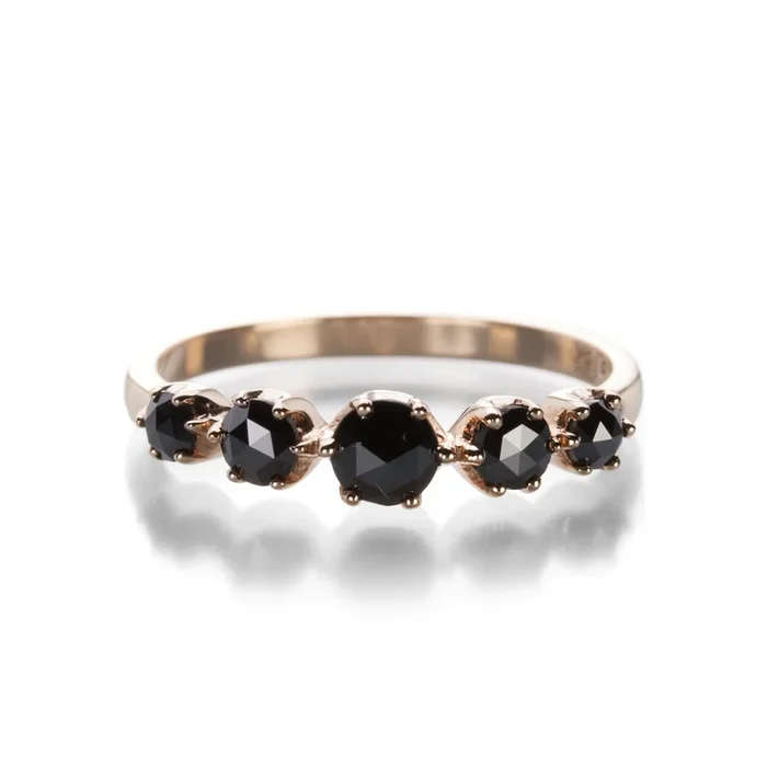 5 Stone Black Diamond Ring