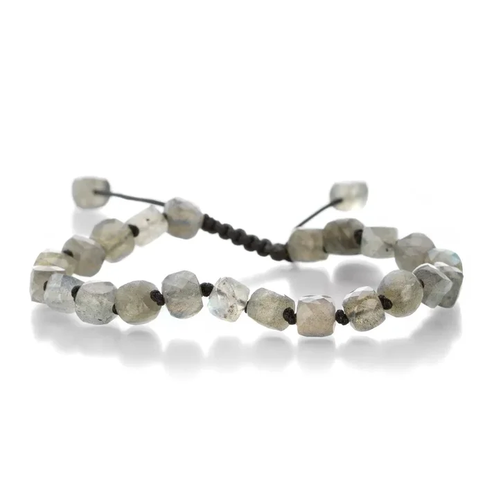 6mm Labradorite Cube Beaded Bracelet