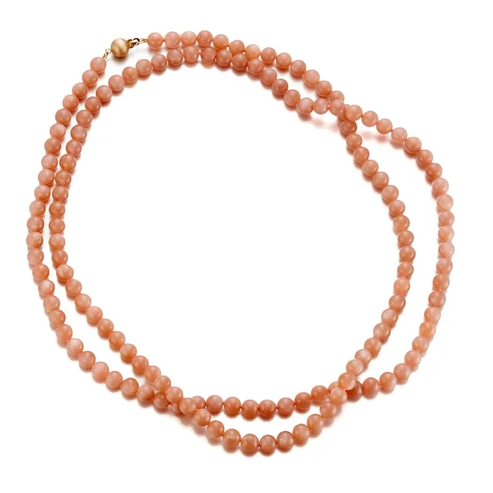 6mm Peach Moonstone Bead Necklace