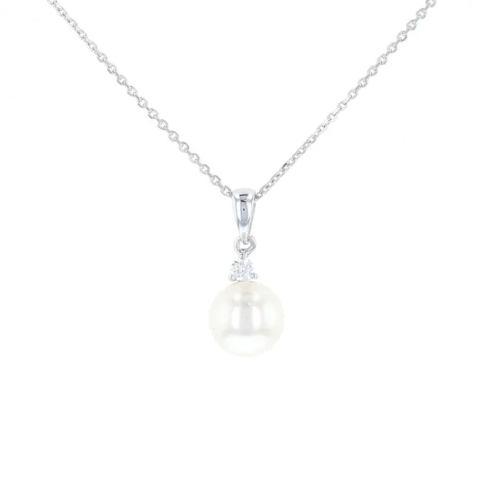 7 mm Pearl & Diamond Necklace