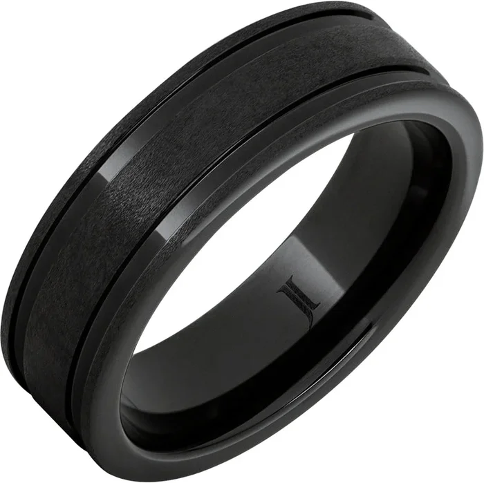 7mm Black Diamond Ceramic Stone Finish Ring