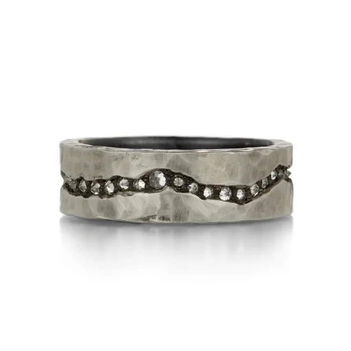 7mm Inverted White Diamond Band