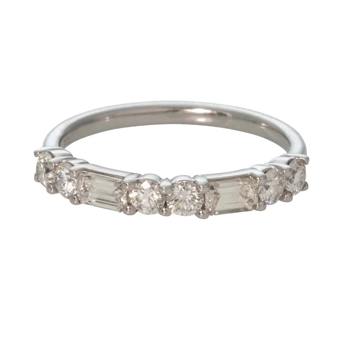 .80ctw Round & Emerald-Cut Diamond Halfway 14K White Gold Band