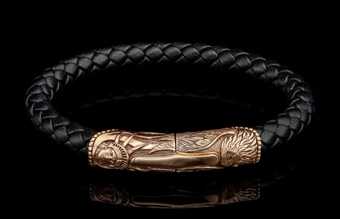 ‘Bryce Canyon’ Sculpted Bronze Braided Leather Bracelet