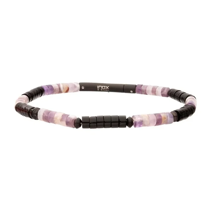 ‘Imperial Dusk’ Amethyst And Onyx Heishi Bead Bracelet