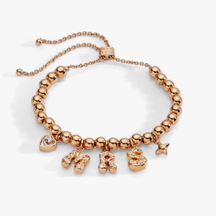 ‘Mrs” Beaded Bubble Bolo Bracelet