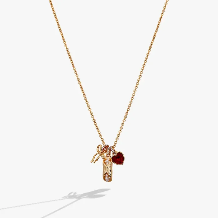 ‘There Cannoli Be You’ Bow & Heart Multi Charm Cluster Necklace