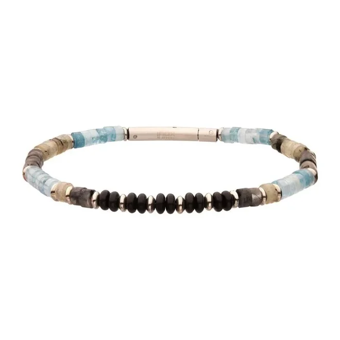 ‘Tundra’ Labradorite, Aquamarine And Moonstone Heishi Bead Bracelet