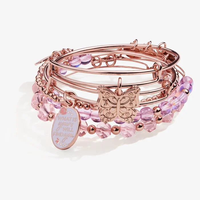 ‘What Is Yours Will Find You’ Charm Bangles, Set of 5