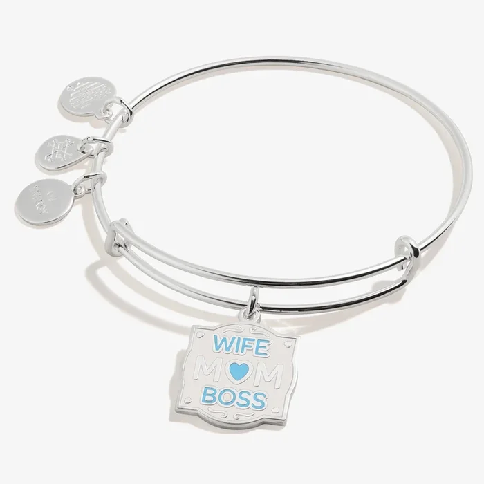 ‘Wife, Mom, Boss’ Charm Bangle Bracelet