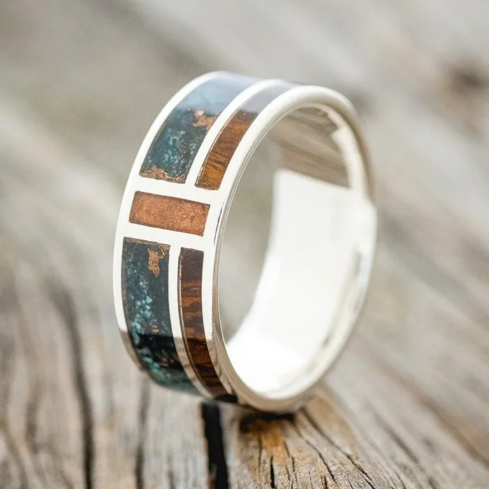 “BOWER” – PATINA COPPER, IRONWOOD & POWDERED COPPER WEDDING BAND