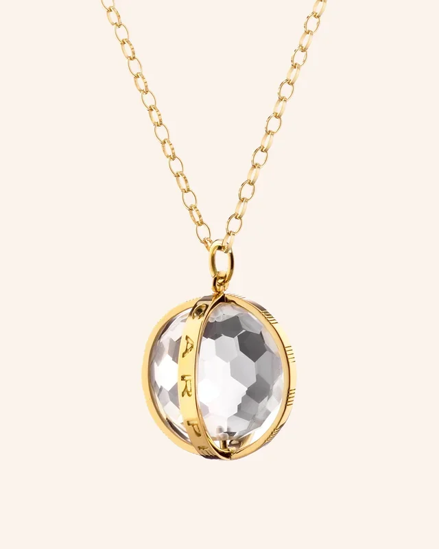 “Carpe Diem” 18K Gold Necklace with Rock Crystal