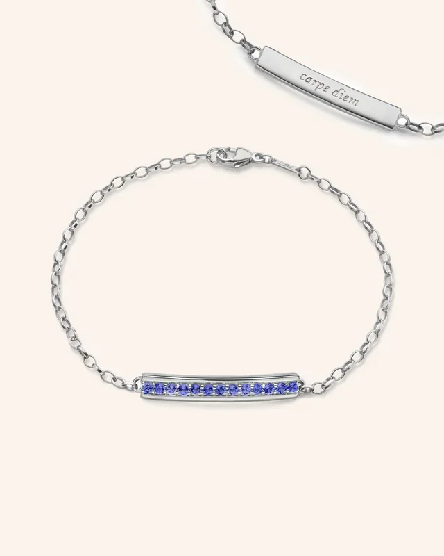 “Carpe Diem” Blue Sapphire Poesy Bracelet