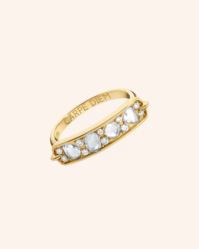 “Carpe Diem” Rose Cut Diamond Stackable Ring
