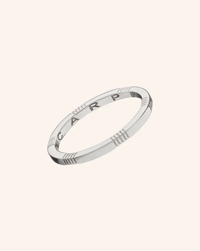 “Carpe Diem” Striped Poesy Sterling Silver Stackable Ring