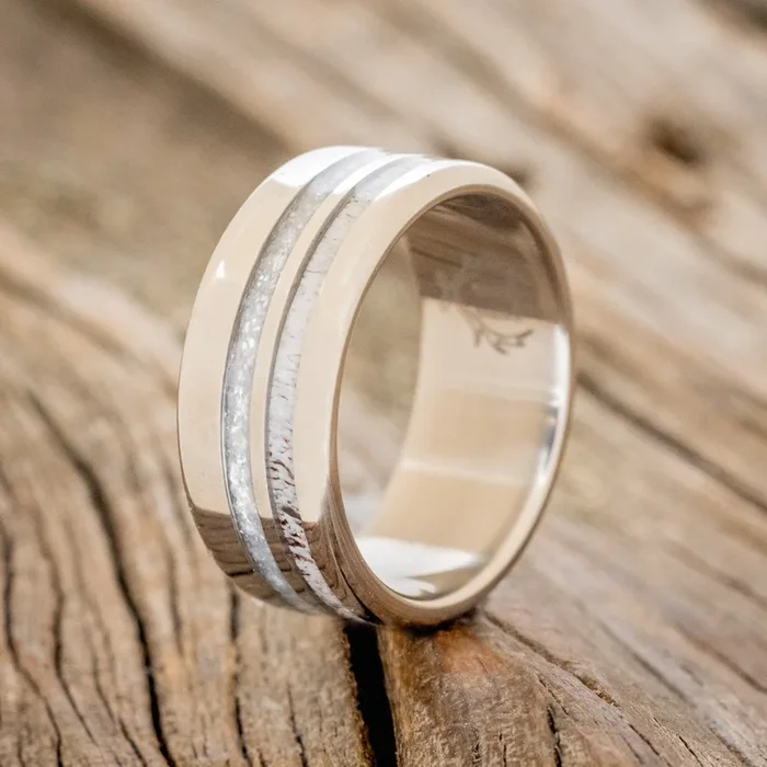 “COSMO” – DIAMOND DUST & ANTLER WEDDING BAND – READY TO SHIP