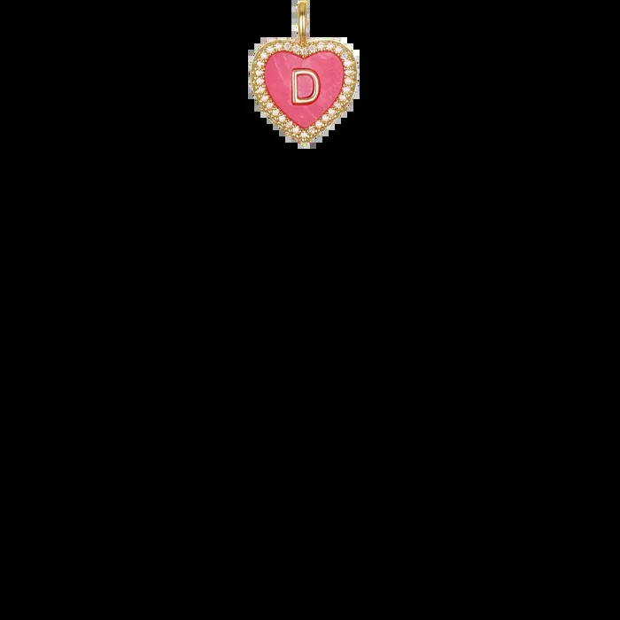 “D” Pink Heart Initial Charm