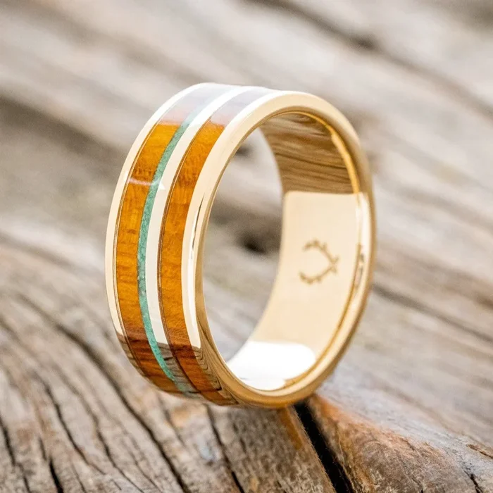 “DYAD” – IRONWOOD & MALACHITE WEDDING BAND