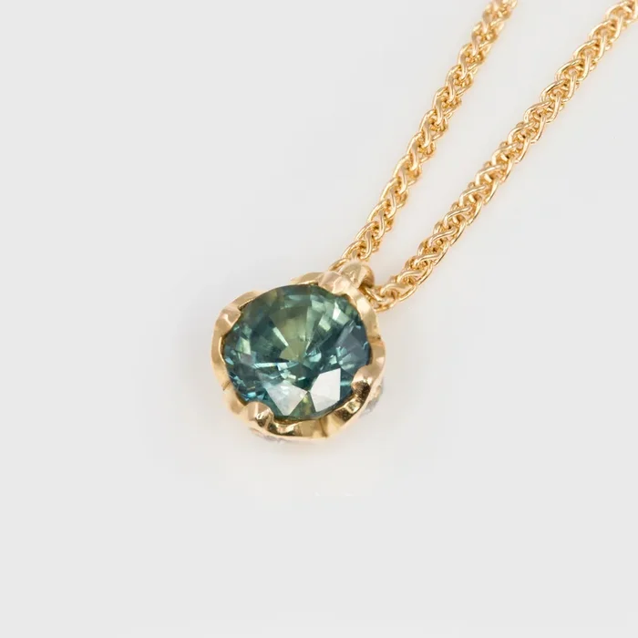 “Forest Flower Teacup” Sapphire Necklace