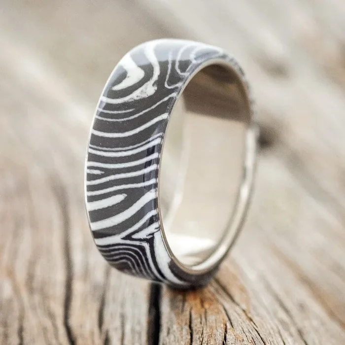“HAVEN” – BLACK & WHITE WAVE WEDDING BAND