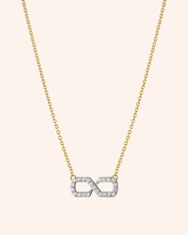 “Infinite and Boundless” Symbol 18K Gold Necklace with Diamonds