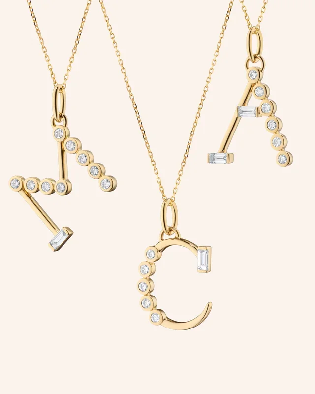 “Initial” 18K Gold Necklace with Diamonds