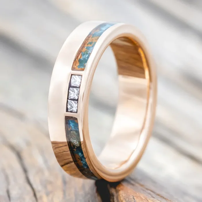 “JULIAN” – PATINA COPPER & DIAMOND WEDDING BAND