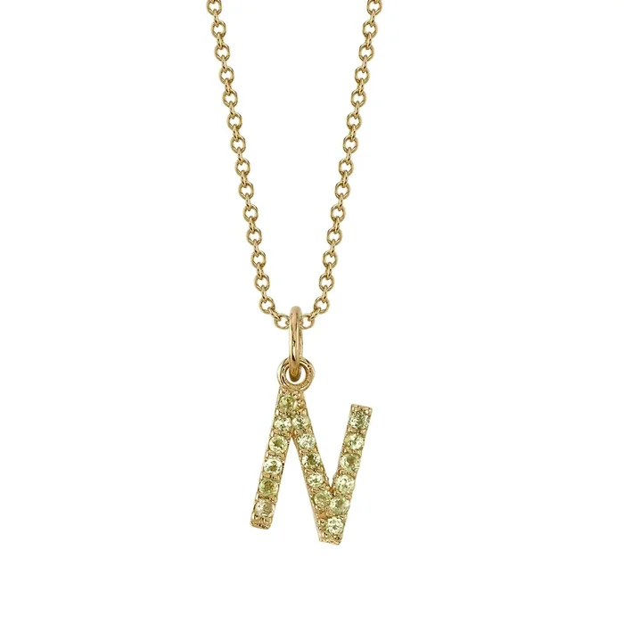 “N” Initial Birthstone Charm Sample