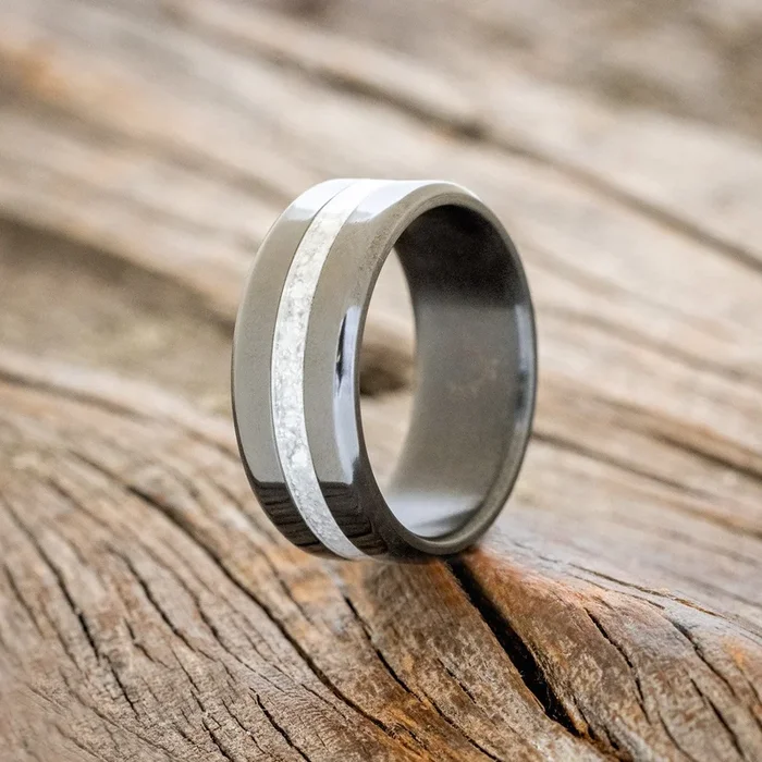 “NIRVANA” – CENTERED GRANITE WEDDING BAND