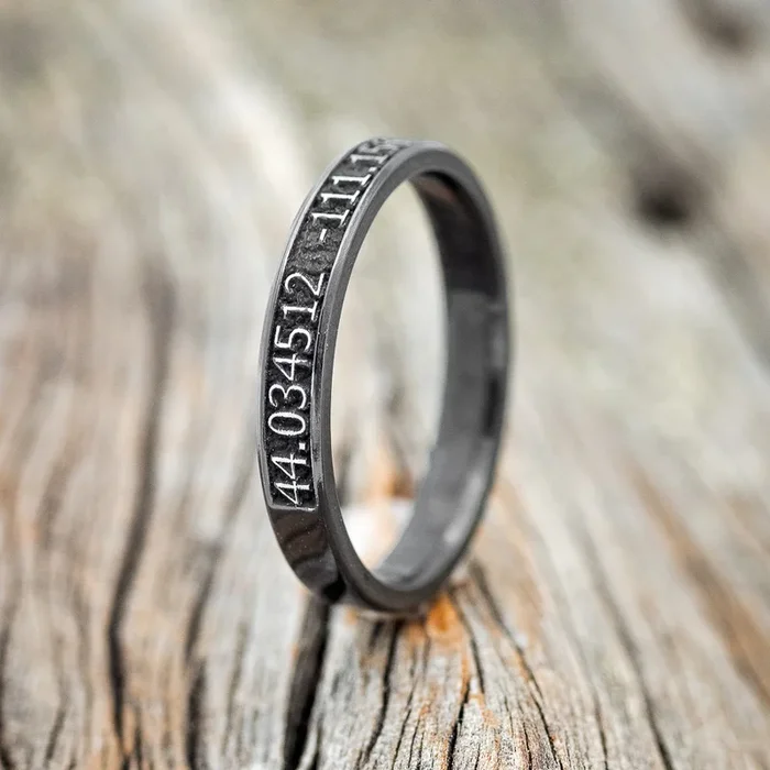 “PATH FINDER” – CUSTOM EMBOSSED COORDINATES STACKING BAND