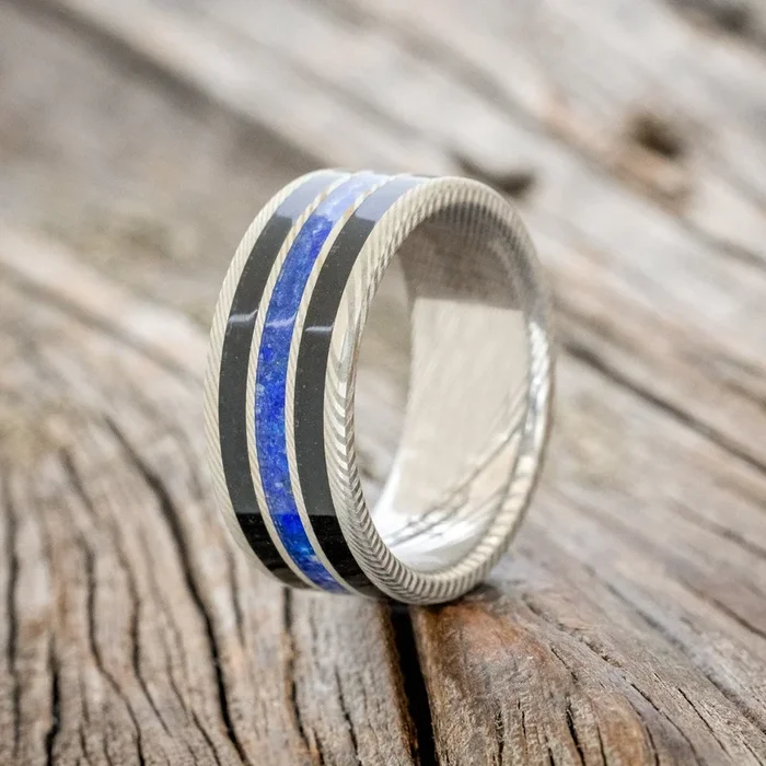 “RIO” – LAPIS LAZULI & JET STONE WEDDING RING