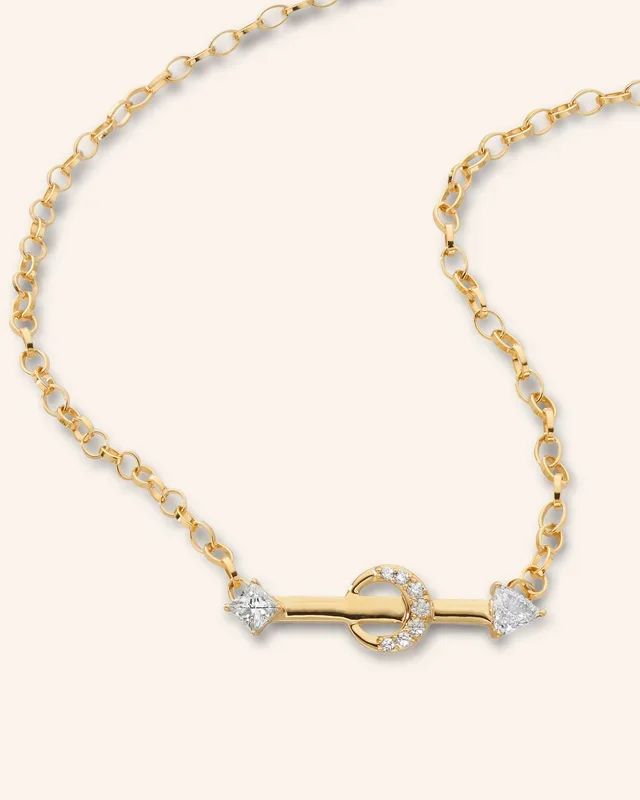 “Strength” Arrow and Diamond Petite Poesy Necklace