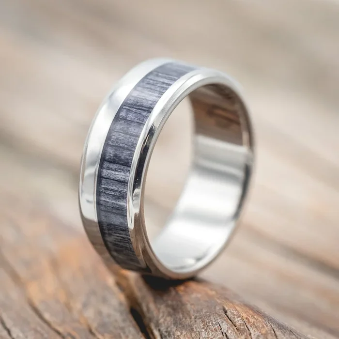 “TANNER” – GREY BIRCH WOOD WEDDING RING