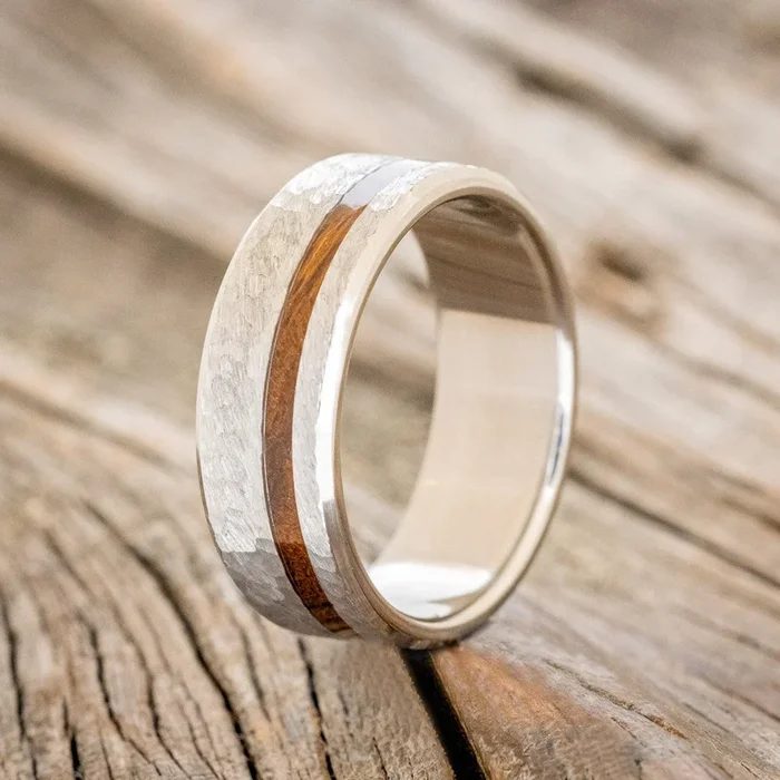 “VERTIGO” – IRONWOOD WEDDING BAND WITH HAMMERED FINISH