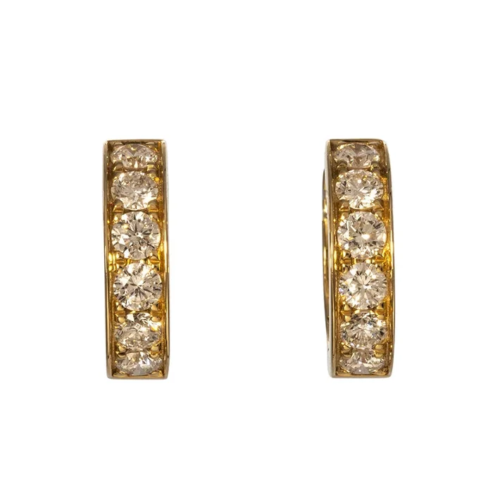 .88ctw Diamond Illusion Channel 14K Yellow Gold Huggie Earrings
