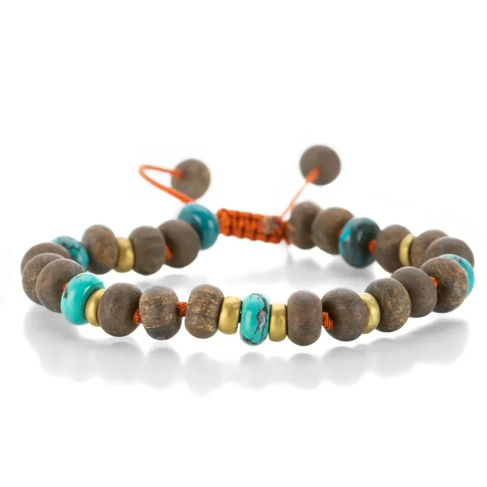 8mm Arizona Turquoise & Bronzite Bead Bracelet