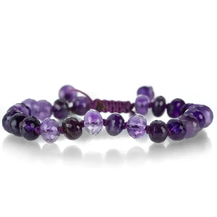 8mm Faceted Amethyst Beaded Bracelet