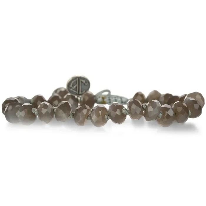 8mm Faceted Gray Moonstone Bead Bracelet